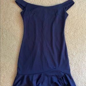 Navy Blue Off the Shoulder Fitted Dress